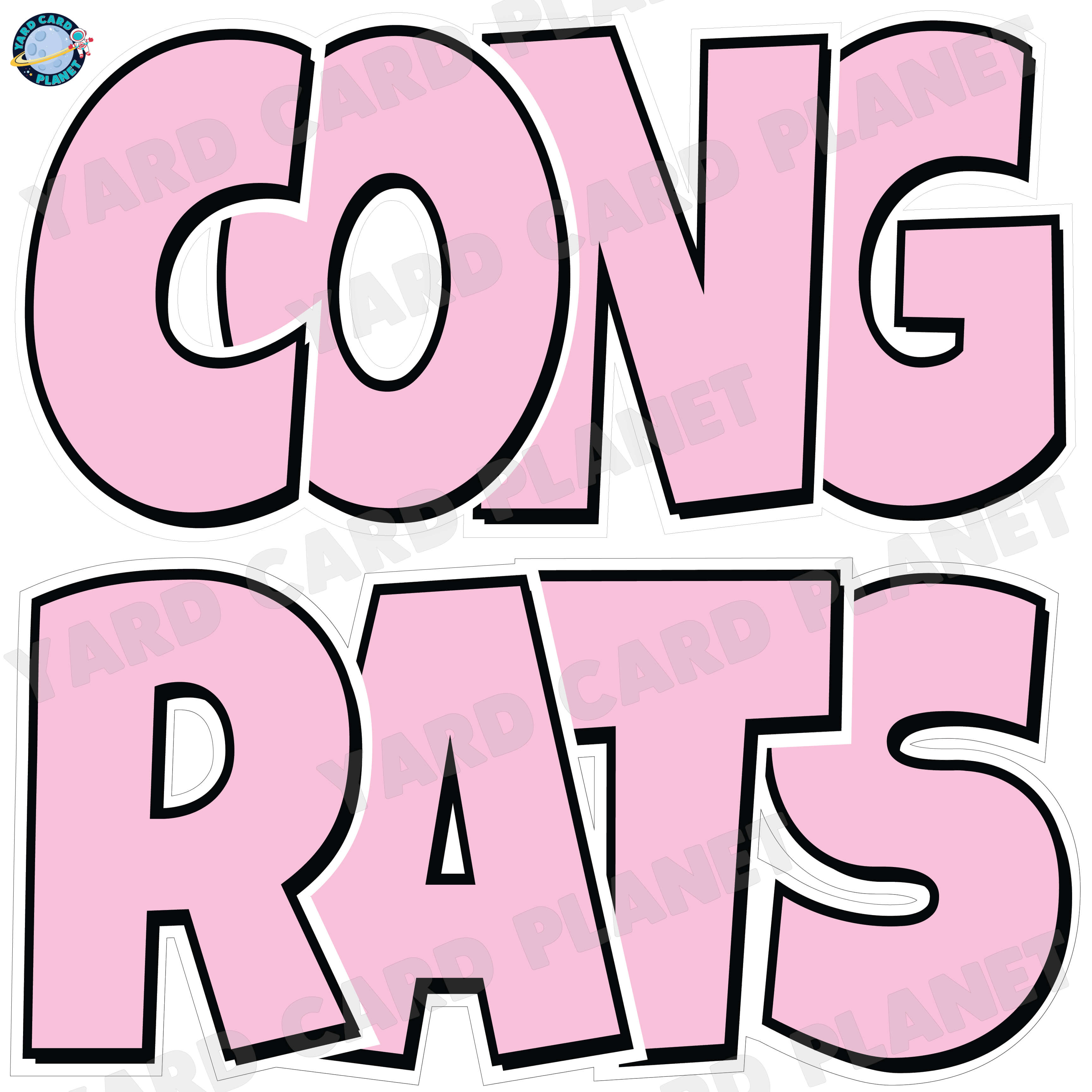 Large 23.5" Congrats Half Sheet Yard Card EZ Quick Sets in Luckiest Guy Font in Solid Colors - (Available in Multiple Colors)