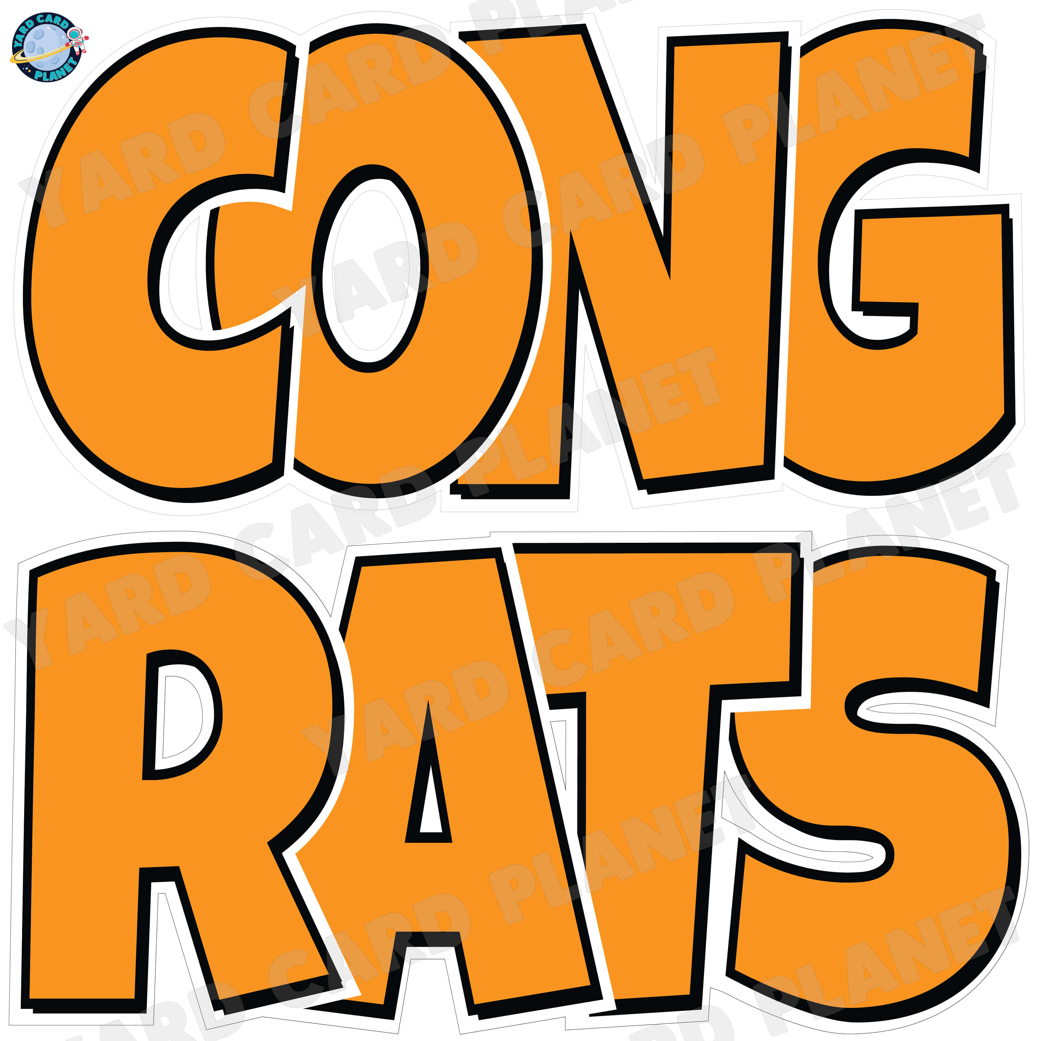 Large 23.5" Congrats Half Sheet Yard Card EZ Quick Sets in Luckiest Guy Font in Solid Colors - (Available in Multiple Colors)