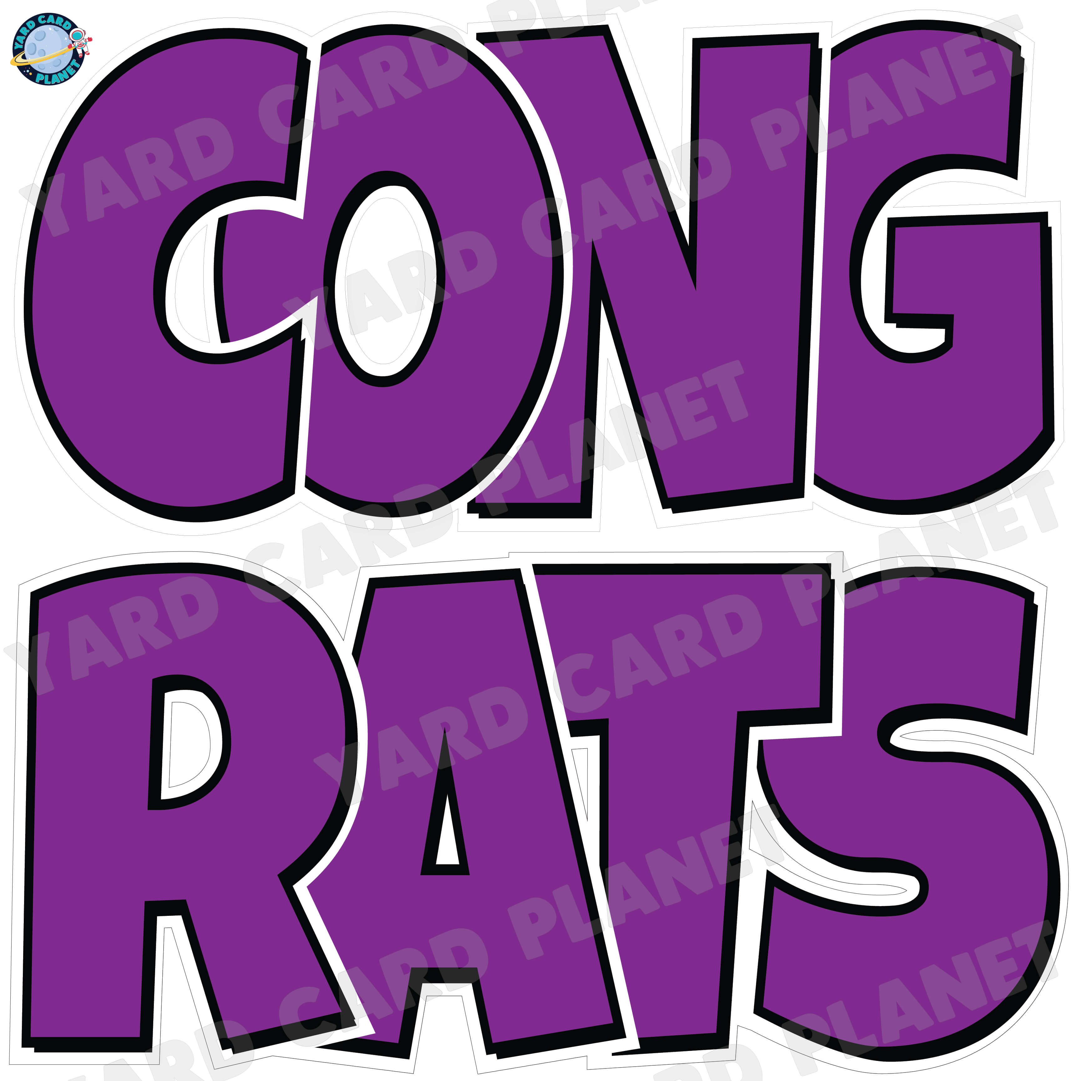 Large 23.5" Congrats Half Sheet Yard Card EZ Quick Sets in Luckiest Guy Font in Solid Colors - (Available in Multiple Colors)