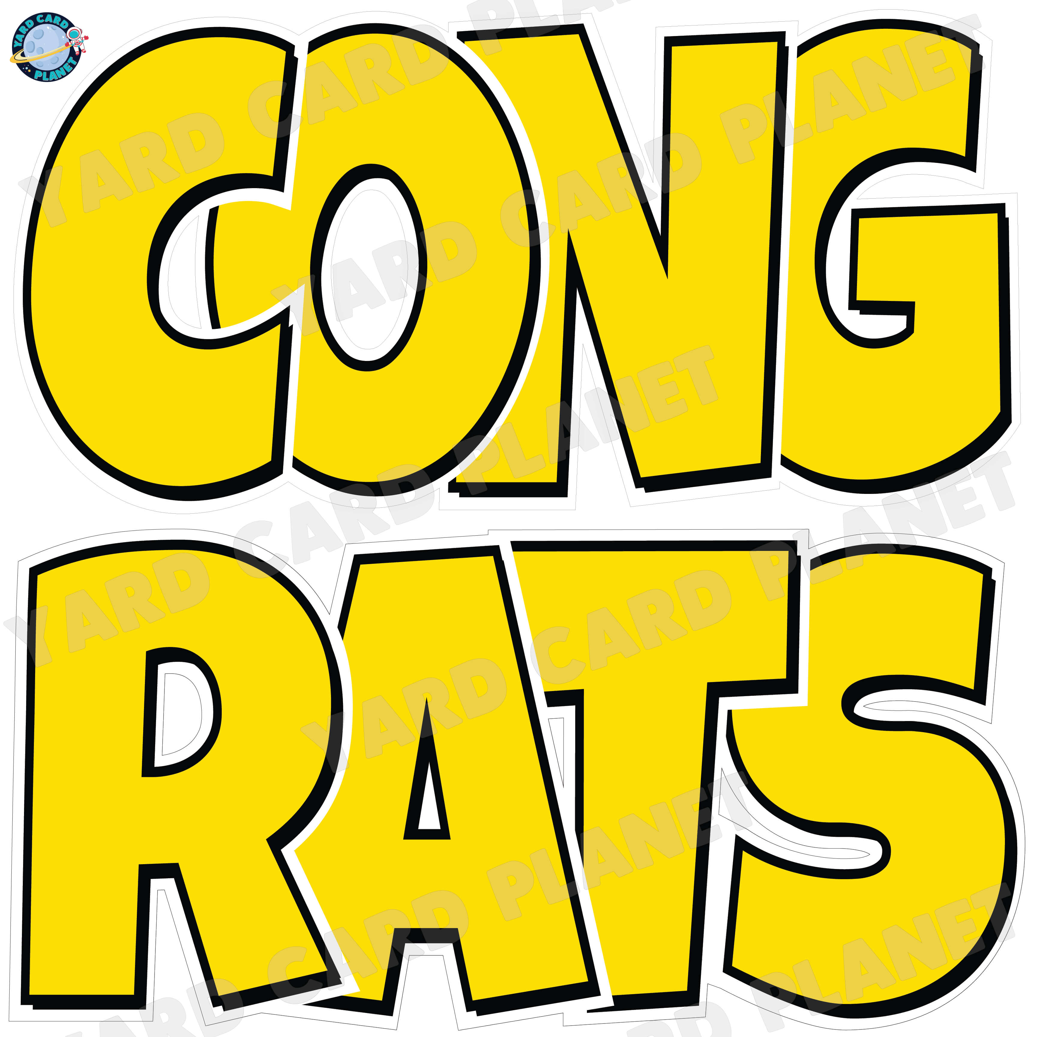 Large 23.5" Congrats Half Sheet Yard Card EZ Quick Sets in Luckiest Guy Font in Solid Colors - (Available in Multiple Colors)