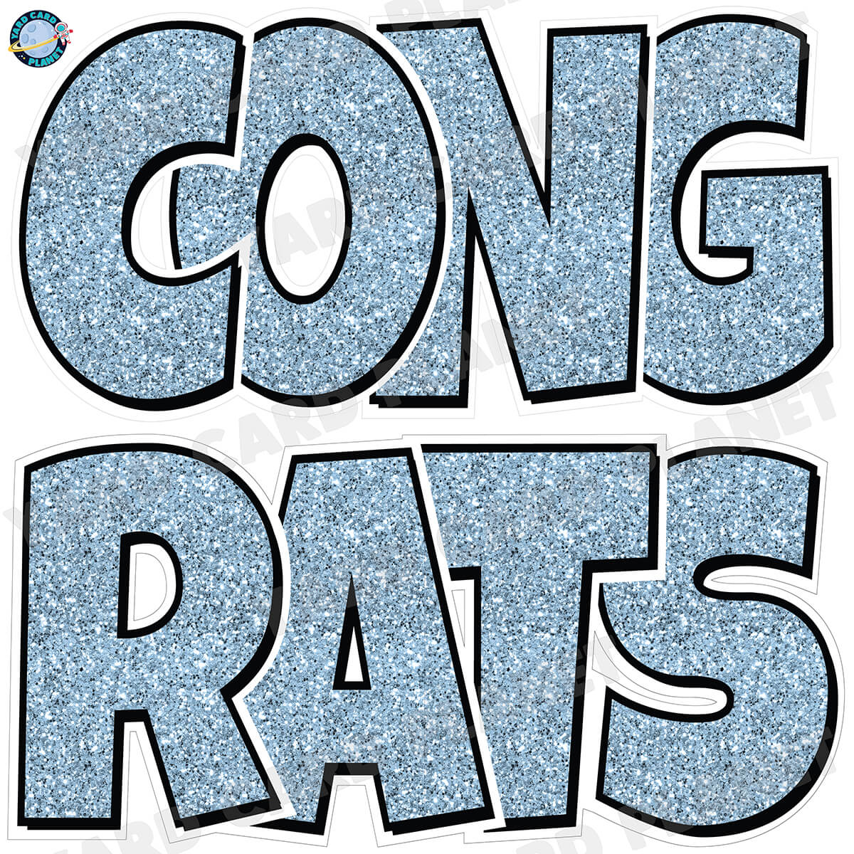 Large 23.5" Congrats Half Sheet Yard Card EZ Quick Sets in Luckiest Guy Font in Glitter Pattern - (Available in Multiple Colors)