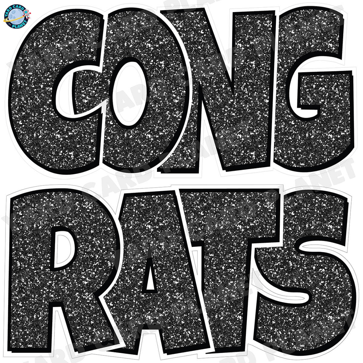 Large 23.5" Congrats Half Sheet Yard Card EZ Quick Sets in Luckiest Guy Font in Glitter Pattern - (Available in Multiple Colors)