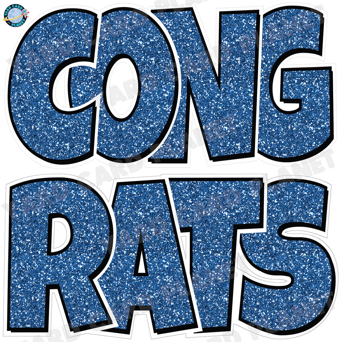 Large 23.5" Congrats Half Sheet Yard Card EZ Quick Sets in Luckiest Guy Font in Glitter Pattern - (Available in Multiple Colors)