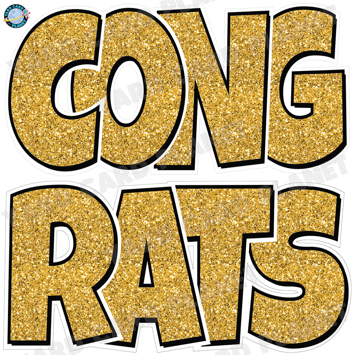 Large 23.5" Congrats Half Sheet Yard Card EZ Quick Sets in Luckiest Guy Font in Glitter Pattern - (Available in Multiple Colors)