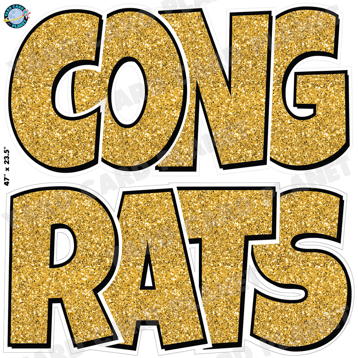 Large 23.5" Congrats Half Sheet Yard Card EZ Quick Sets in Luckiest Guy Font in Glitter Pattern - (Available in Multiple Colors)