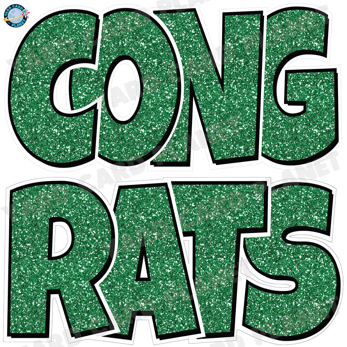 Large 23.5" Congrats Half Sheet Yard Card EZ Quick Sets in Luckiest Guy Font in Glitter Pattern - (Available in Multiple Colors)
