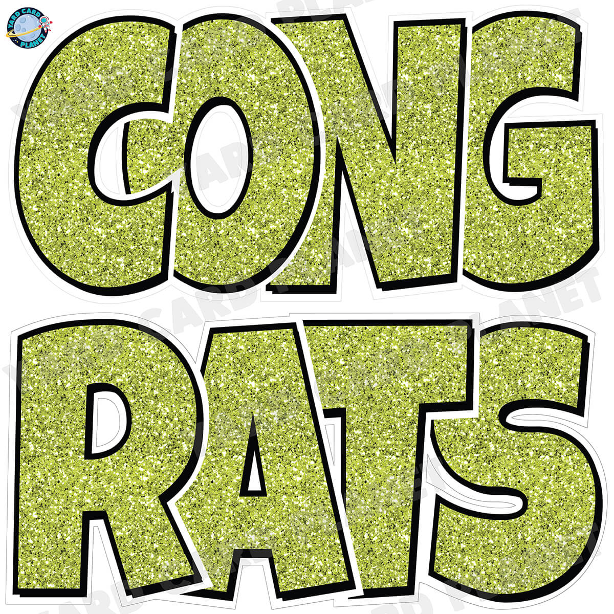 Large 23.5" Congrats Half Sheet Yard Card EZ Quick Sets in Luckiest Guy Font in Glitter Pattern - (Available in Multiple Colors)