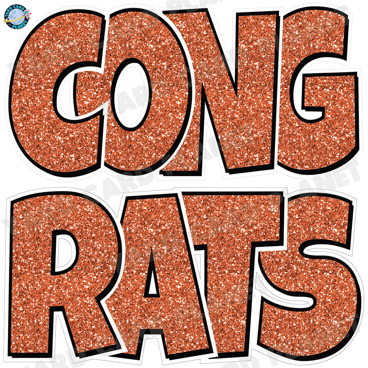 Large 23.5" Congrats Half Sheet Yard Card EZ Quick Sets in Luckiest Guy Font in Glitter Pattern - (Available in Multiple Colors)
