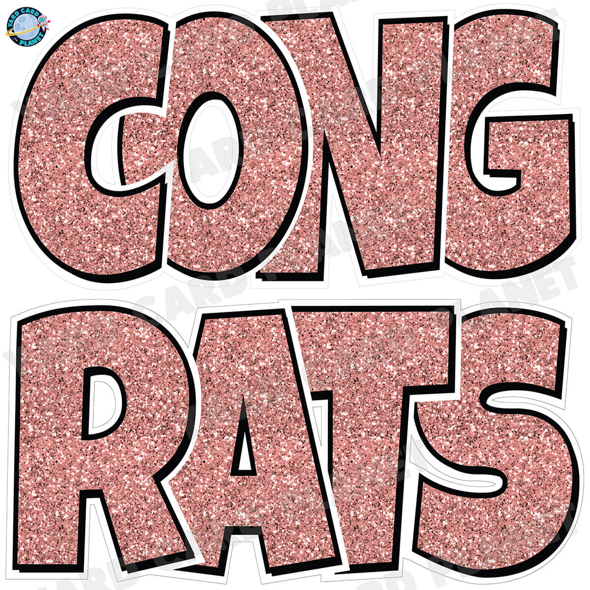 Large 23.5" Congrats Half Sheet Yard Card EZ Quick Sets in Luckiest Guy Font in Glitter Pattern - (Available in Multiple Colors)