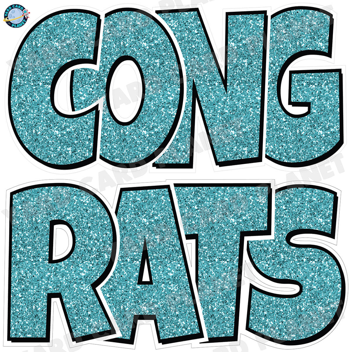 Large 23.5" Congrats Half Sheet Yard Card EZ Quick Sets in Luckiest Guy Font in Glitter Pattern - (Available in Multiple Colors)