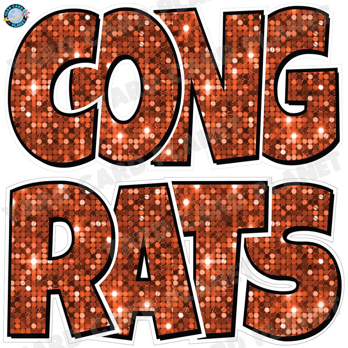 Large 23.5" Congrats Half Sheet Yard Card EZ Quick Sets in Luckiest Guy Font in Sequin Pattern - (Available in Multiple Colors)