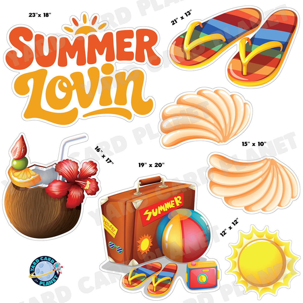 Summer Lovin Half Sheet Yard Card Flair Set