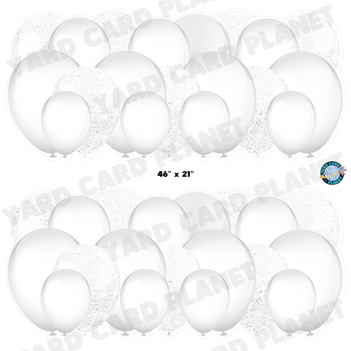 White Solid and Glitter Pattern Balloon Panels Half Sheet Yard Card Set