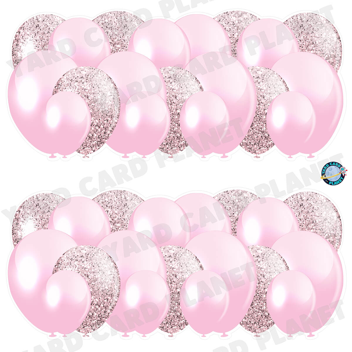 Light Pink Solid and Glitter Pattern Balloon Panels Half Sheet Yard Card Set