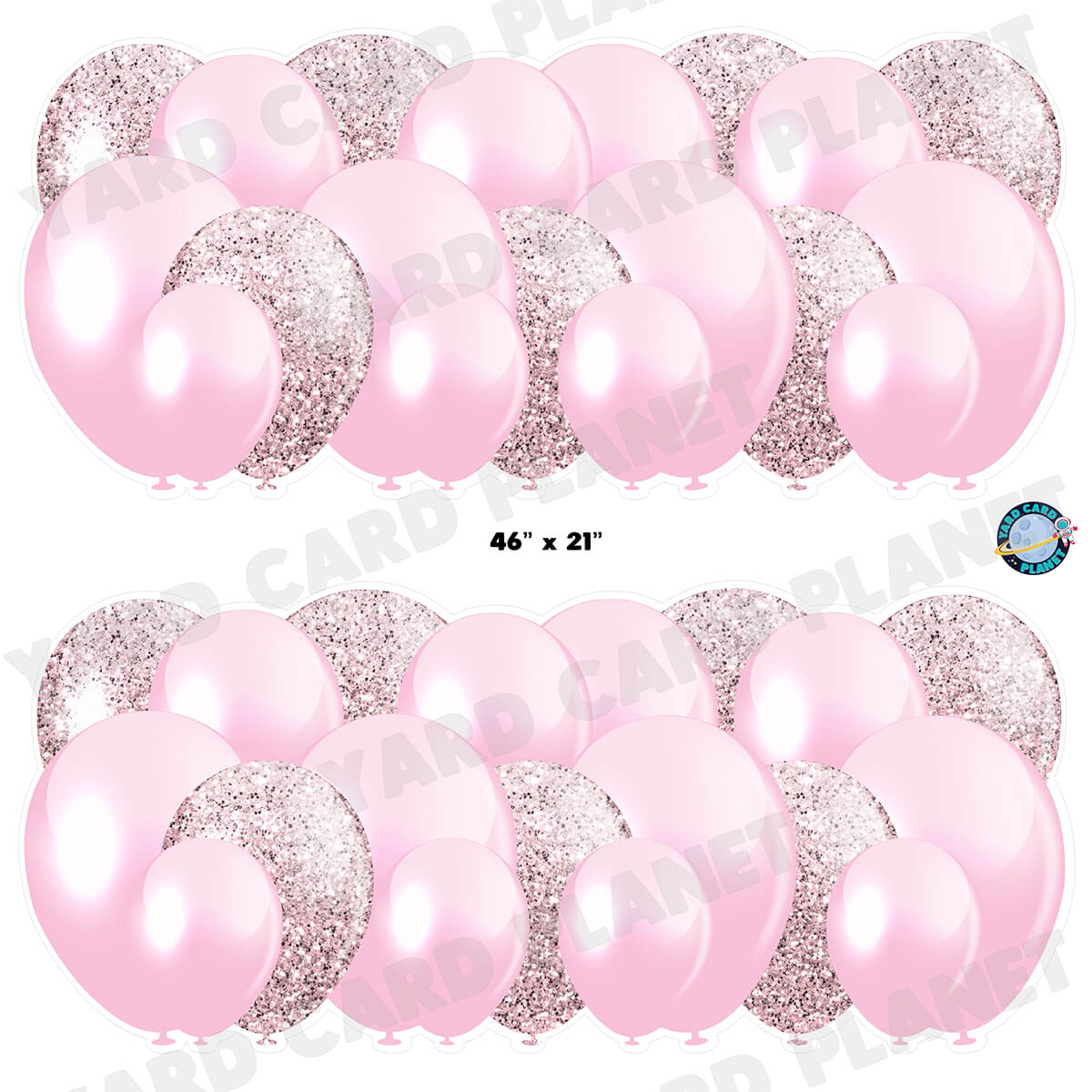 Light Pink Solid and Glitter Pattern Balloon Panels Half Sheet Yard Card Set