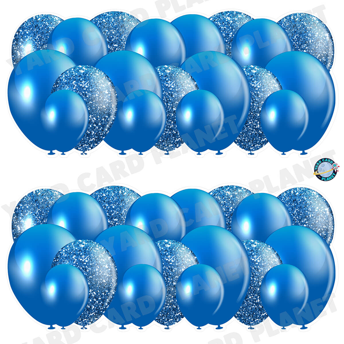 Blue Solid and Glitter Pattern Balloon Panels Half Sheet Yard Card Set