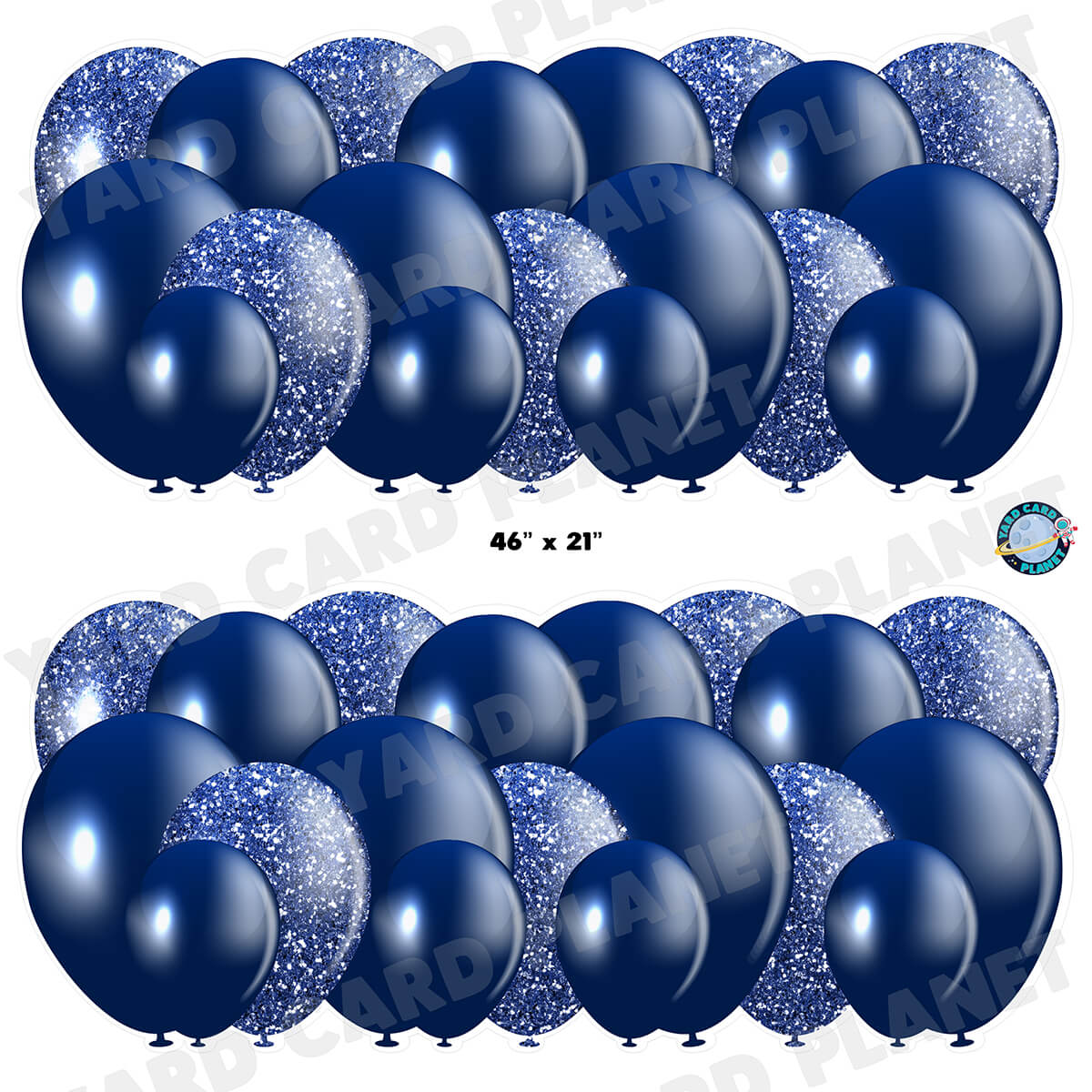 Navy Blue Solid and Glitter Pattern Balloon Panels Half Sheet Yard Card Set