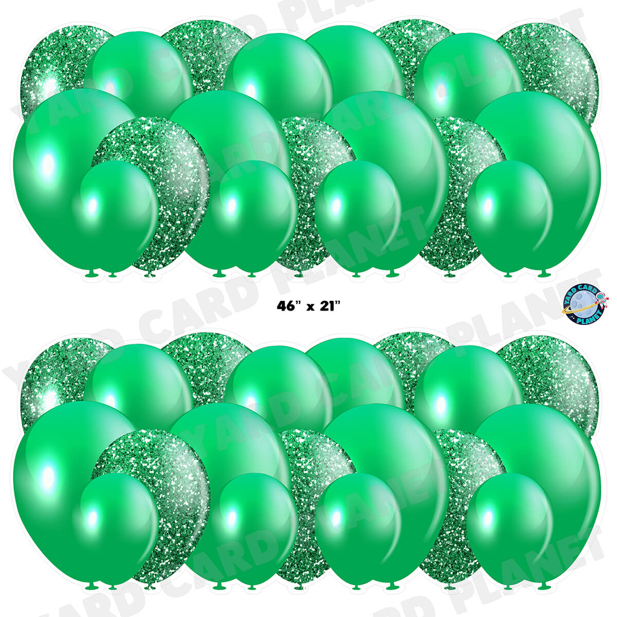 Green Solid and Glitter Pattern Balloon Panels Half Sheet Yard Card Set