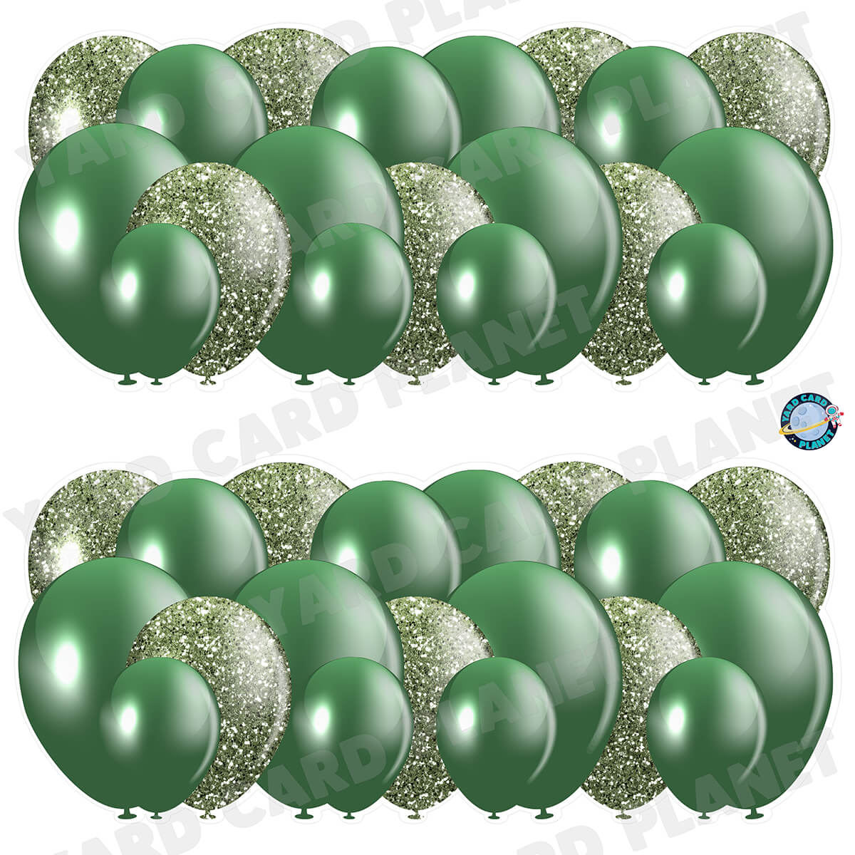 Hunter Green Solid and Glitter Pattern Balloon Panels Half Sheet Yard Card Set