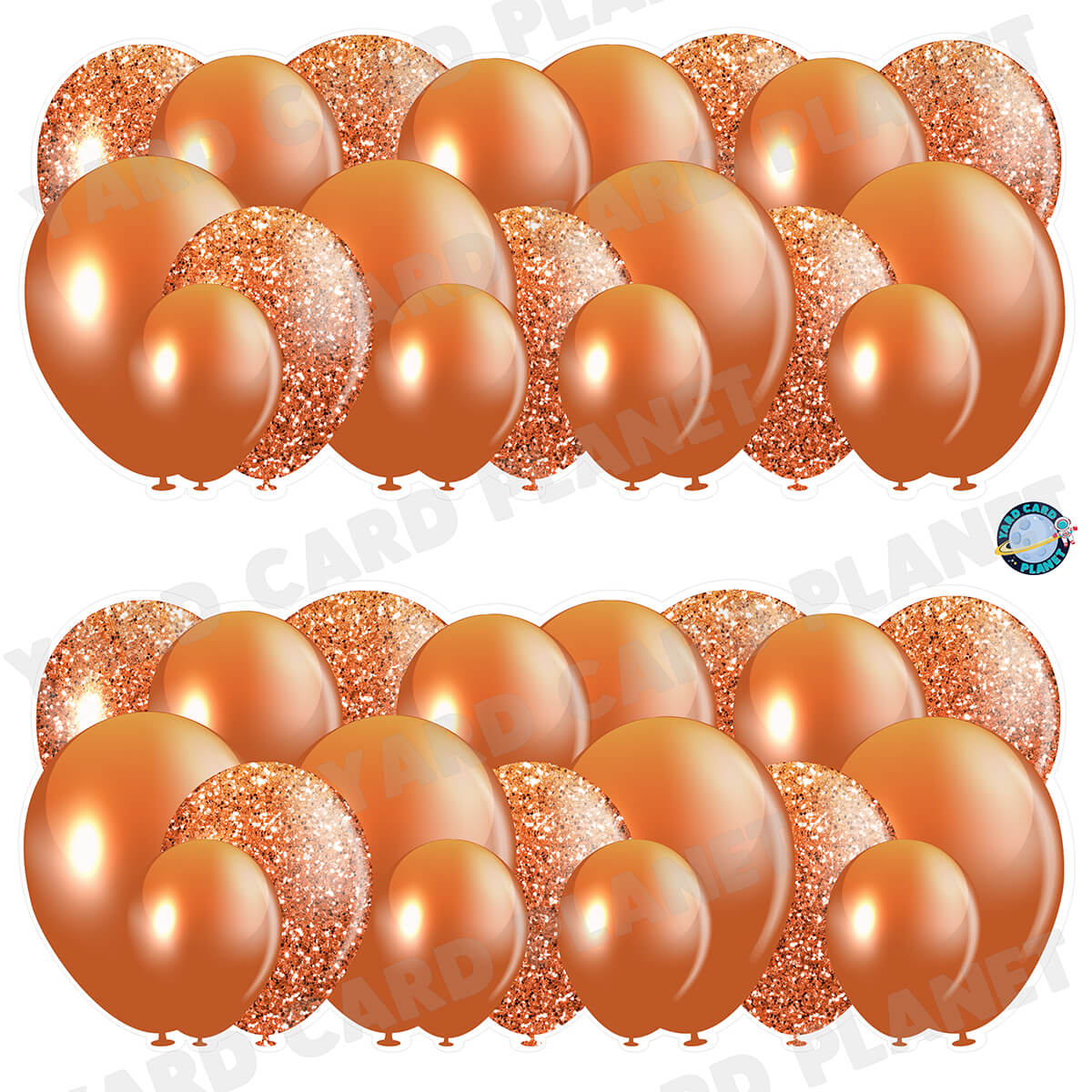 Burnt Orange Solid and Glitter Pattern Balloon Panels Half Sheet Yard Card Set