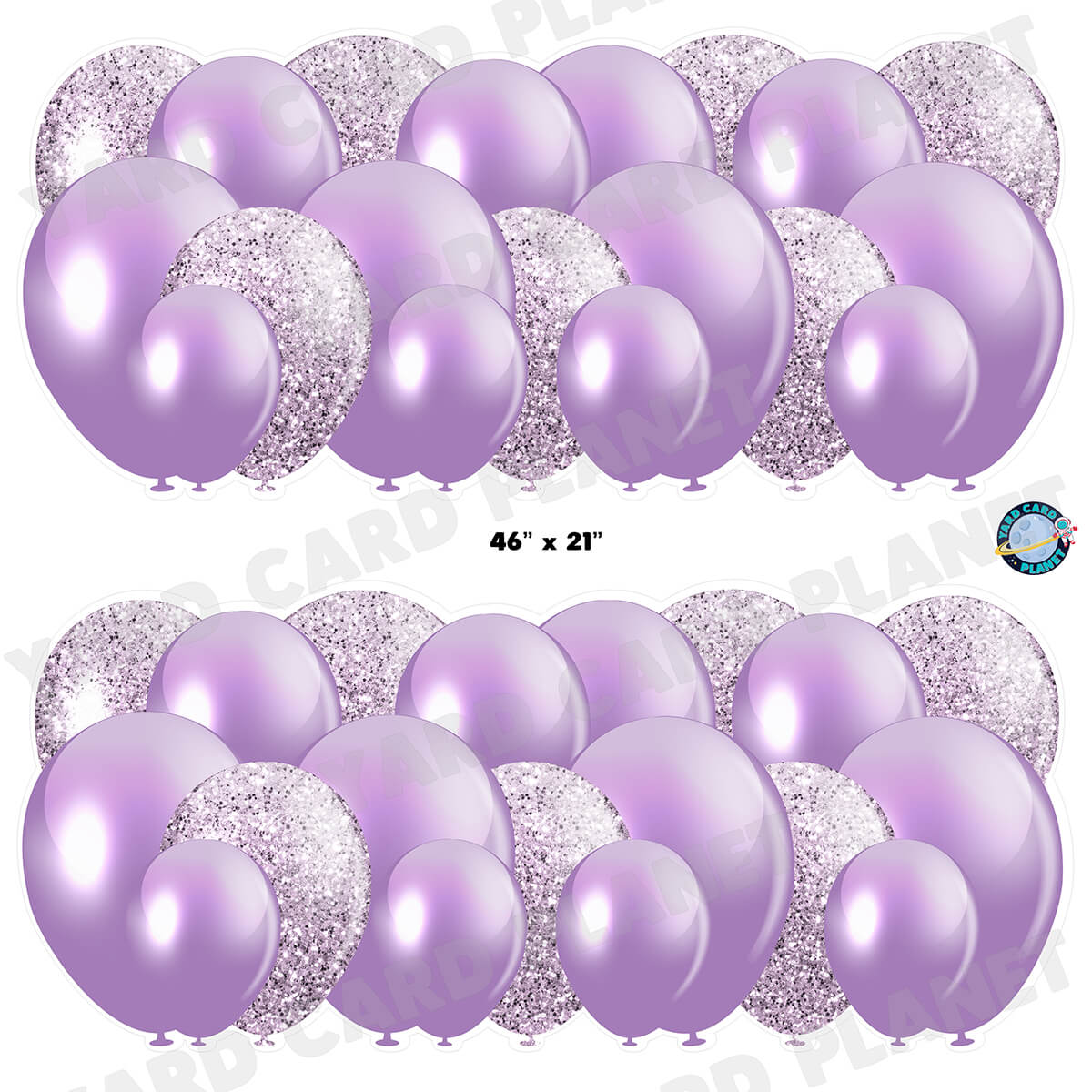 Light Purple Solid and Glitter Pattern Balloon Panels Half Sheet Yard Card Set