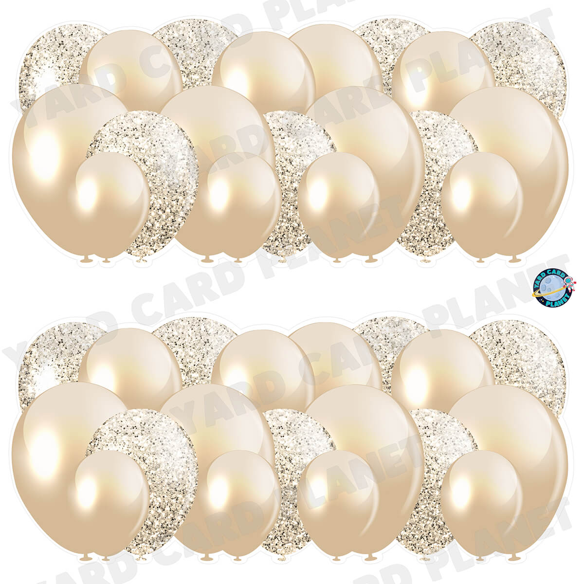 Tan Solid and Glitter Pattern Balloon Panels Half Sheet Yard Card Set