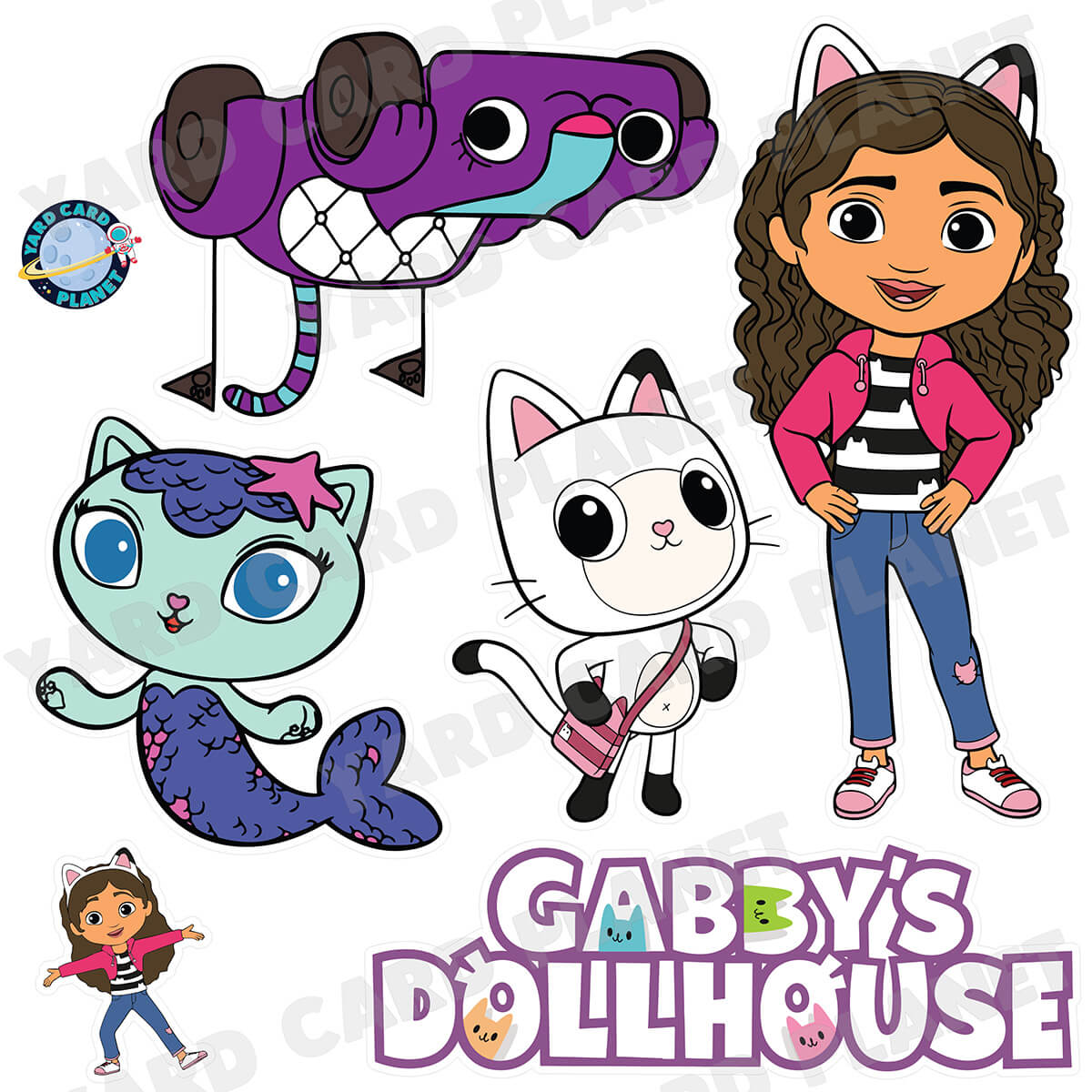 Magical Kitty Dollhouse Half Sheet Yard Card Flair Set