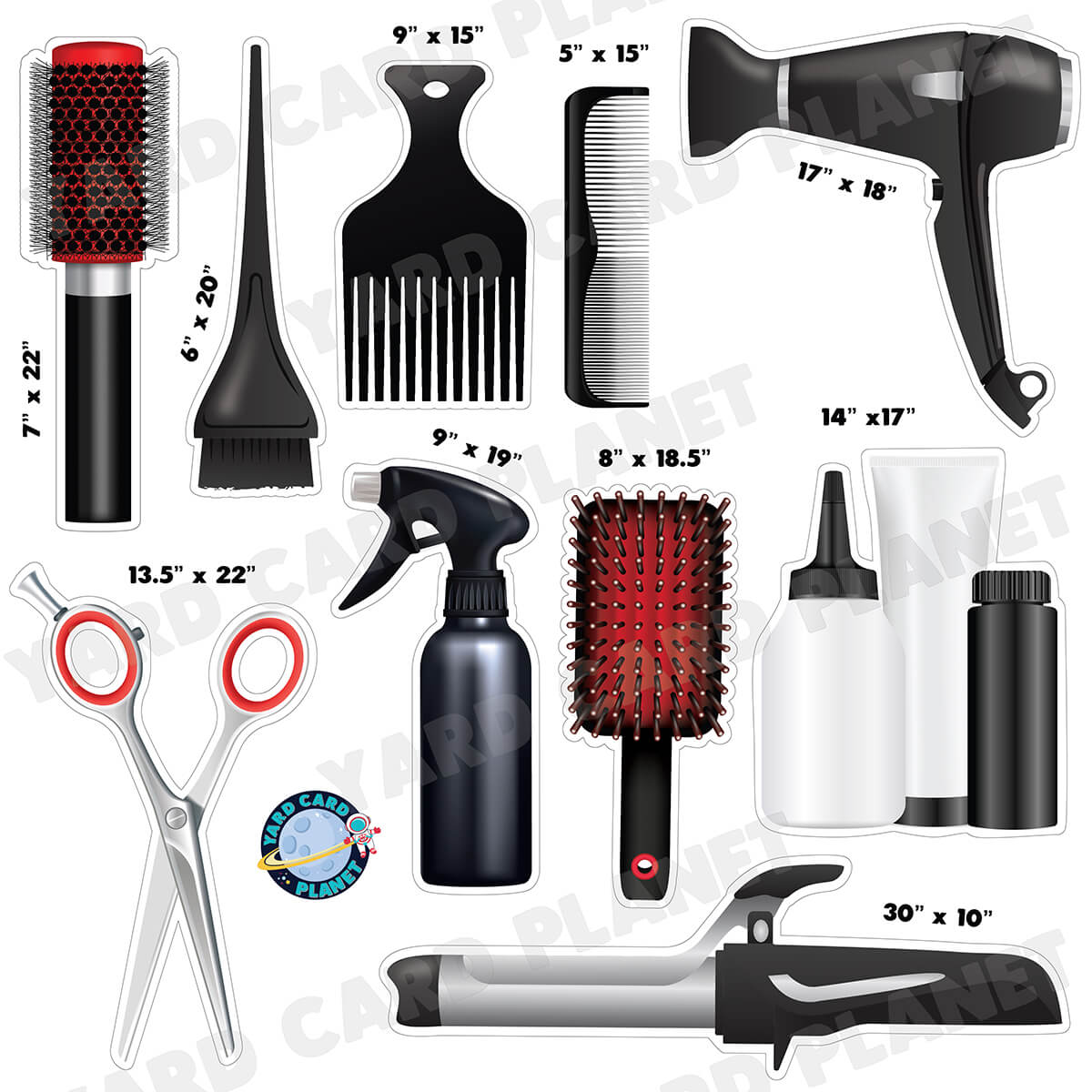 Hairdresser Half Sheet Yard Card Flair Set