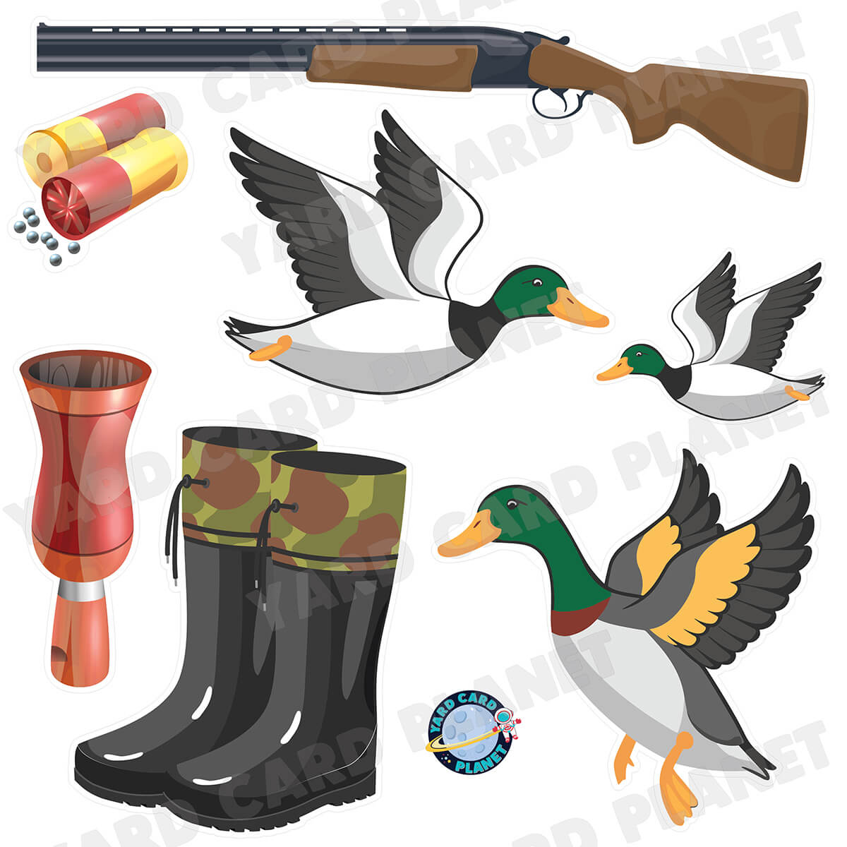 Duck Hunting Half Sheet Yard Card Flair Set