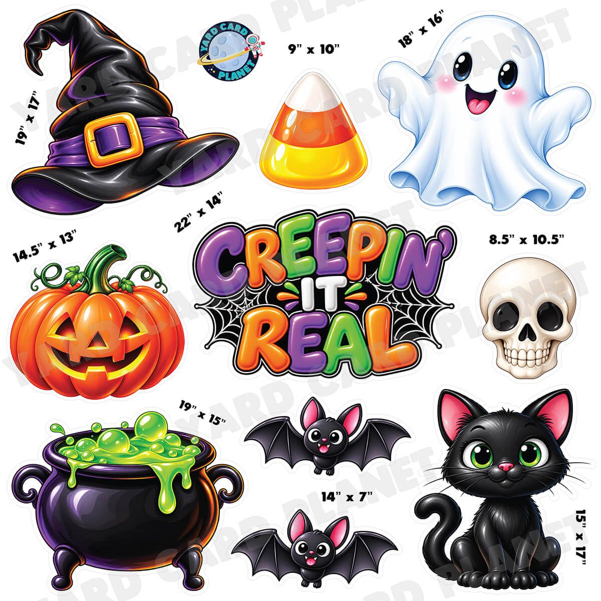 Halloween Creepin' It Real Half Sheet Yard Card Flair Set