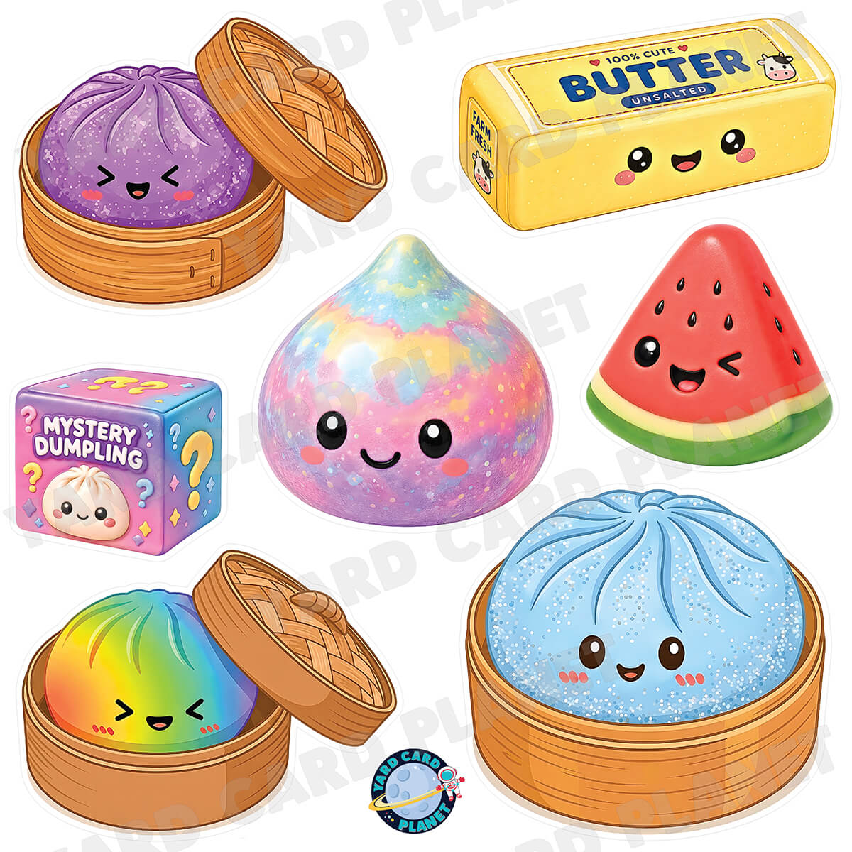 Squishy Toys Half Sheet Yard Card Flair Set