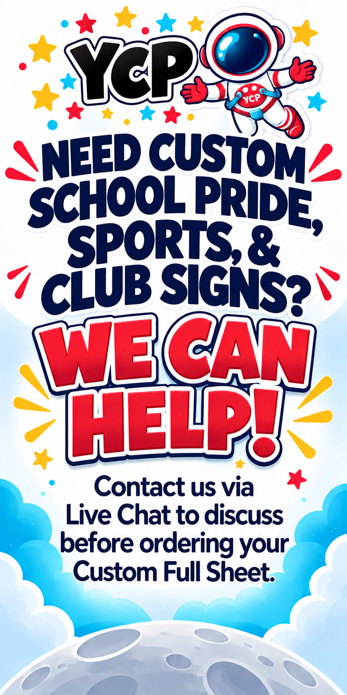 Custom School Pride, Sports and Club Signs Yard Card Full Sheet