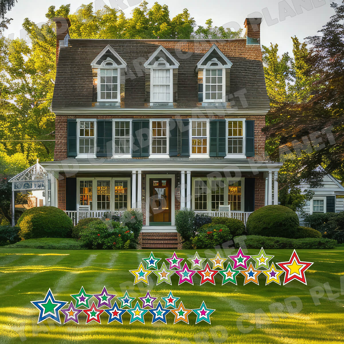 Bright Multicolor Outlined Double Stars Yard Card Flair Set