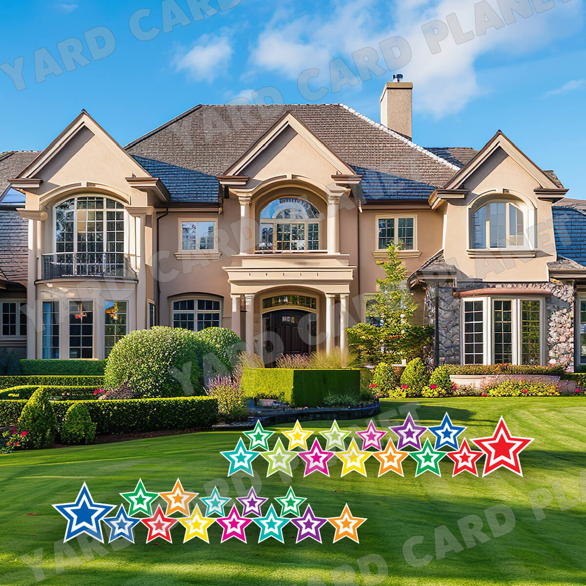 Bright Colorful Double Stars Yard Card Flair Set