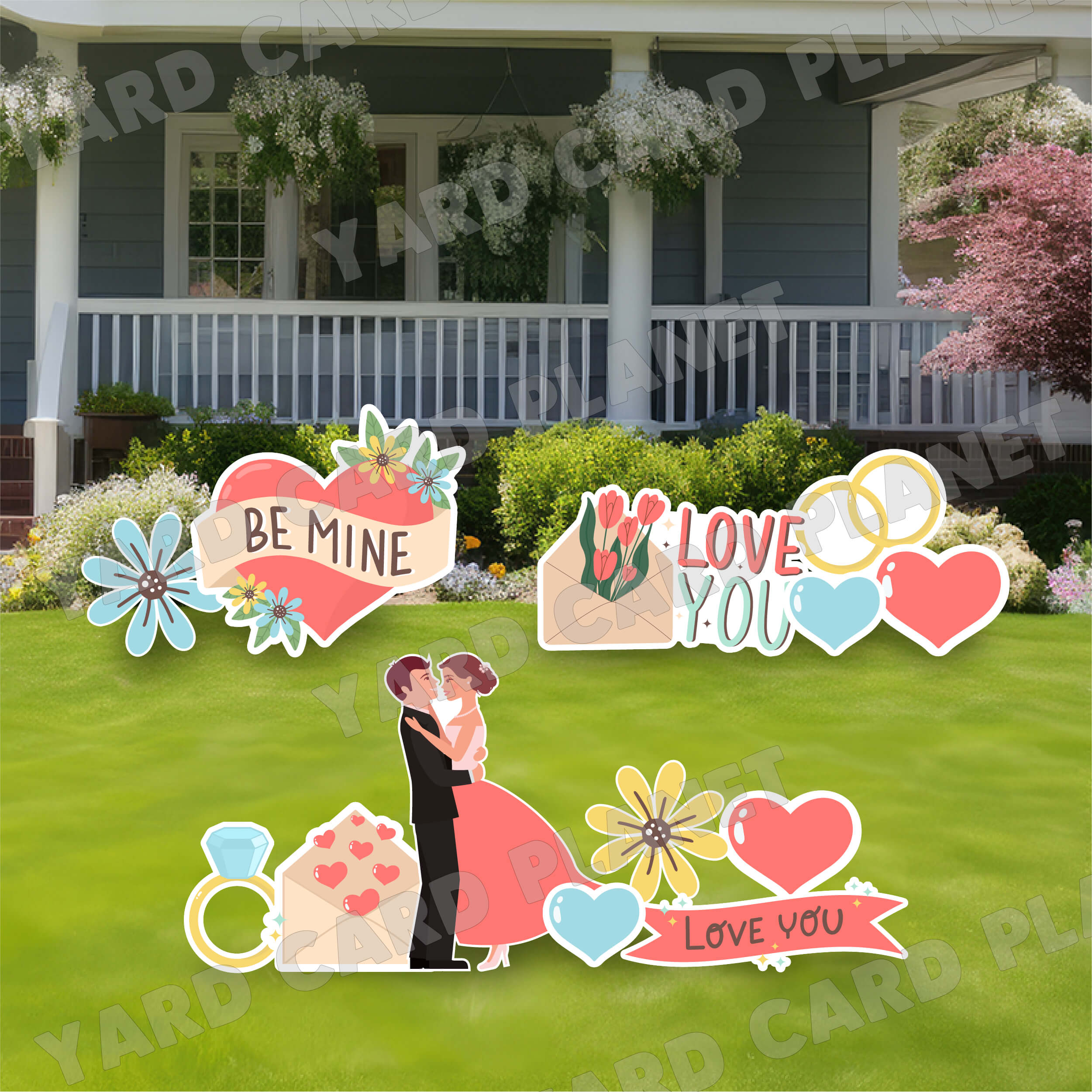 I Love You, Be Mine Yard Card Flair Set