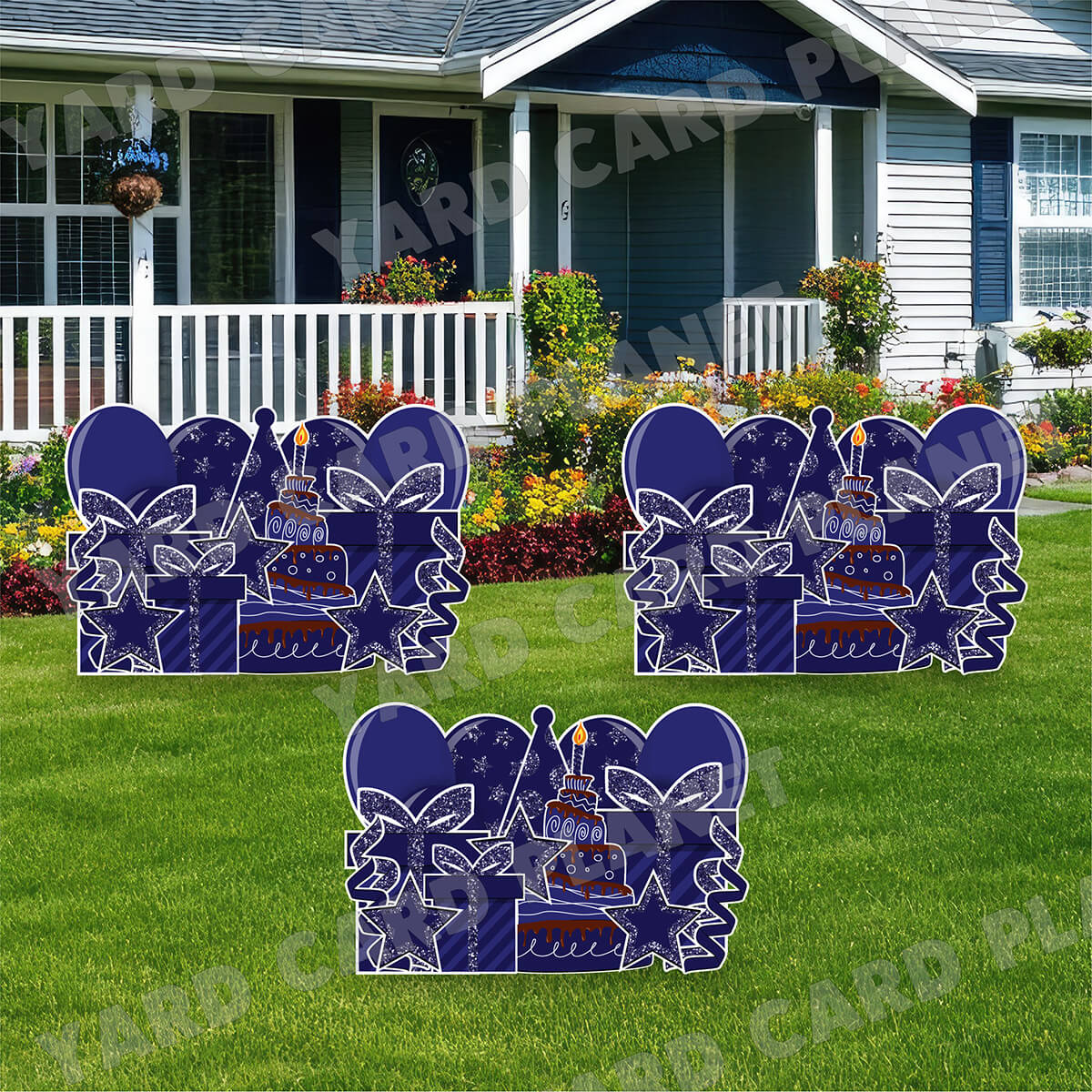 Navy Blue Glitter Birthday Essentials EZ Panels Yard Card Set