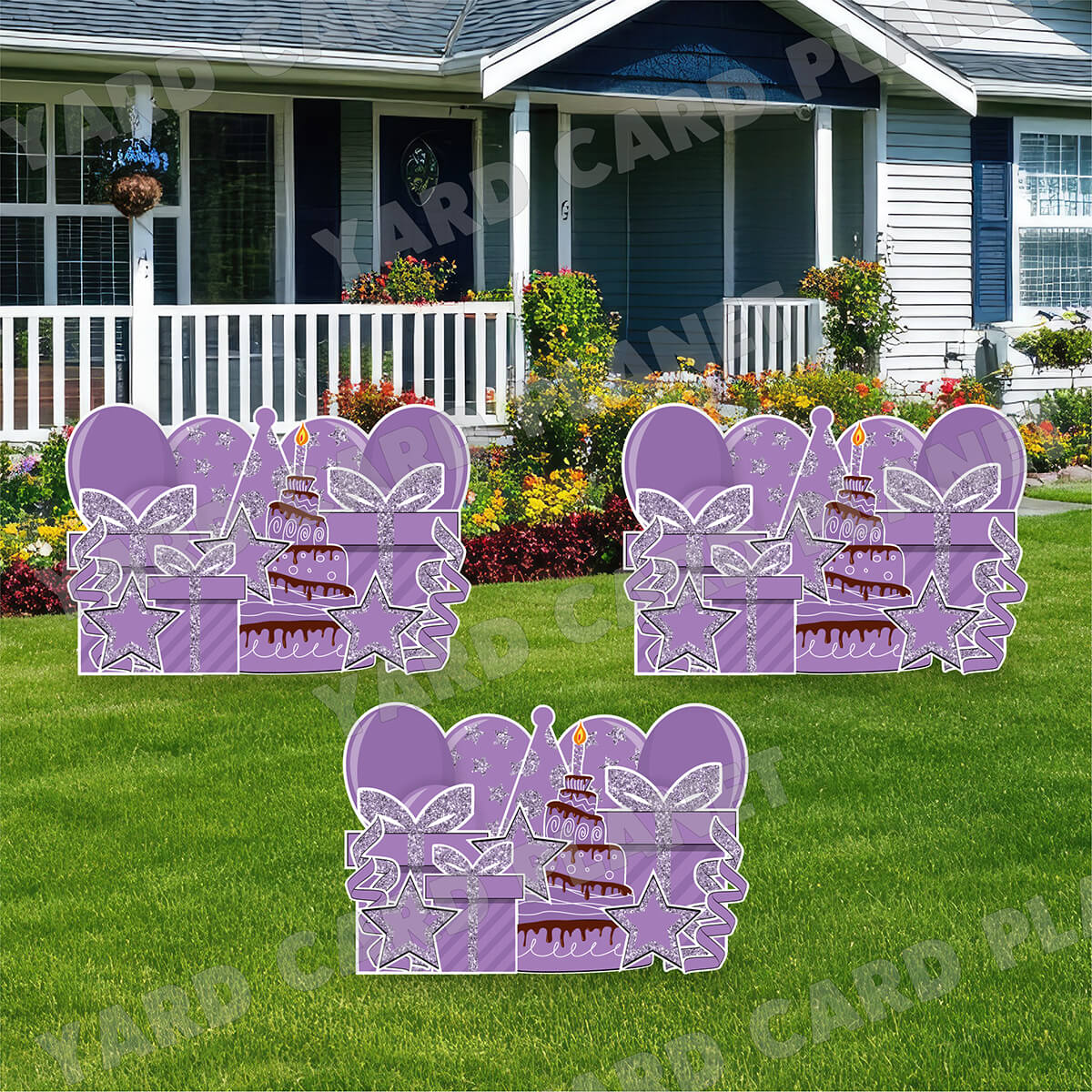 Light Purple Glitter Birthday Essentials EZ Panels Yard Card Set