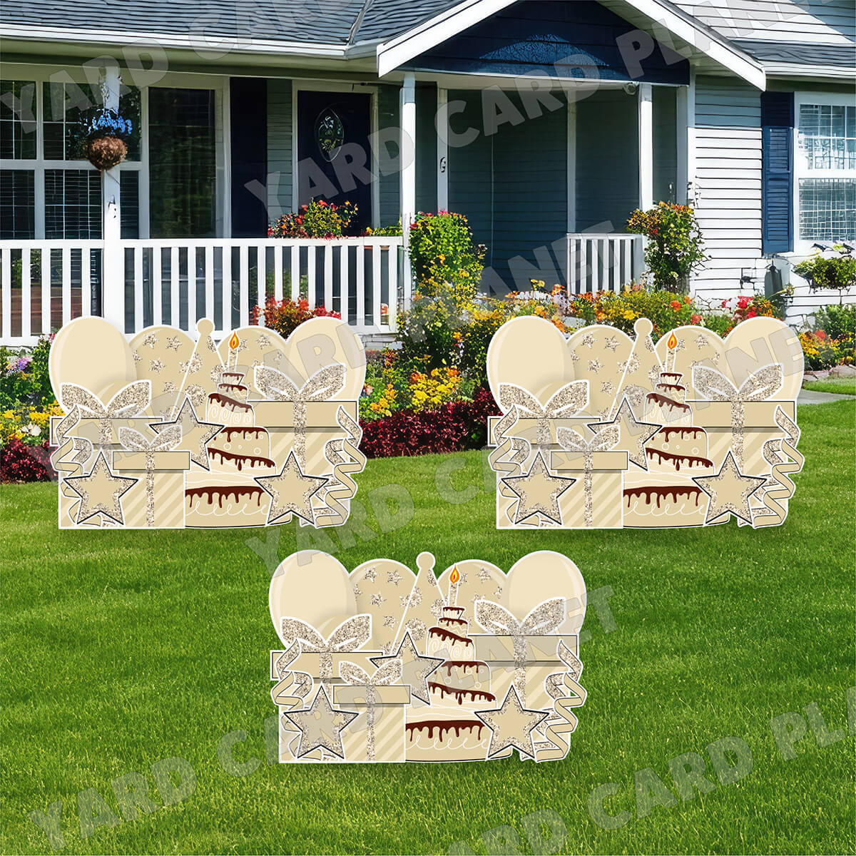 Tan Glitter Birthday Essentials EZ Panels Yard Card Set