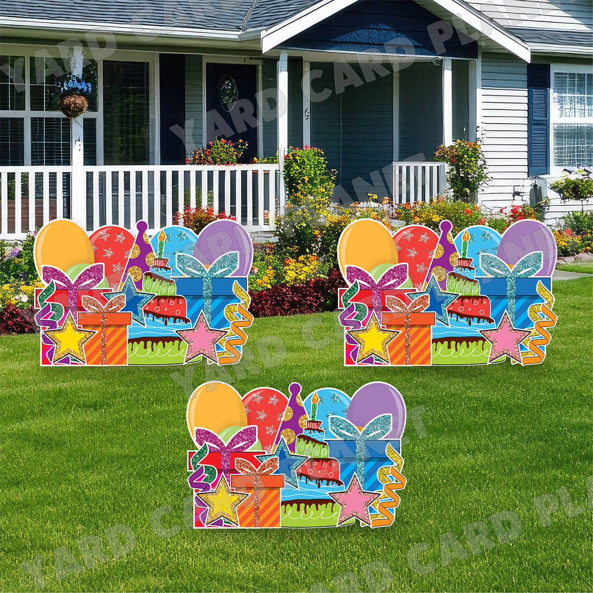 Multi Color Glitter Birthday Essentials EZ Panels Yard Card Set