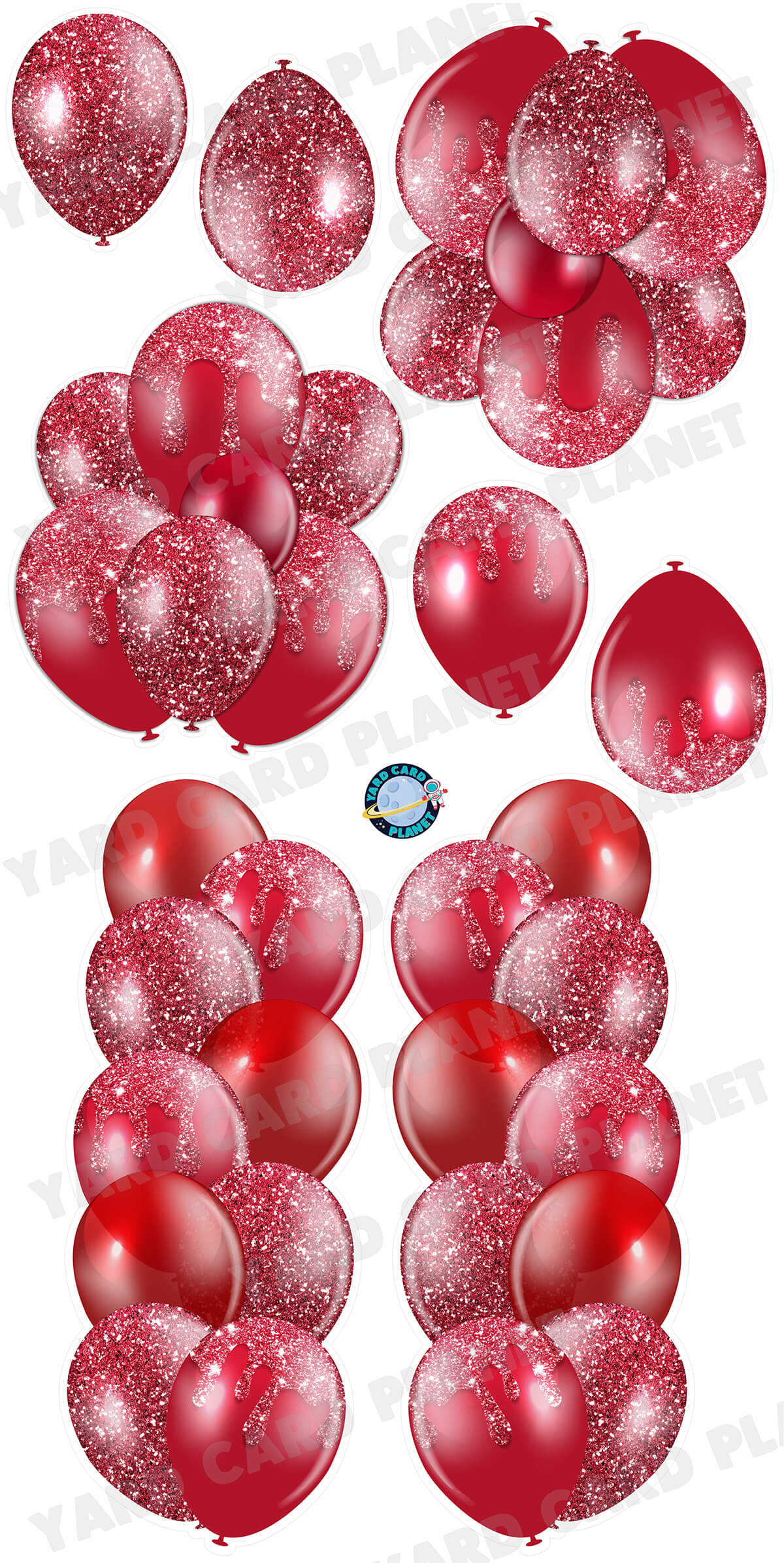 Maroon Glitter Balloon Towers, Bouquets and Singles Yard Card Set