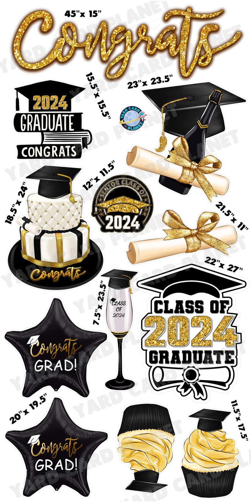 Sparkle Graduation Elements with Congrats EZ Quick Set, Signs and Yard Card Flair Set
