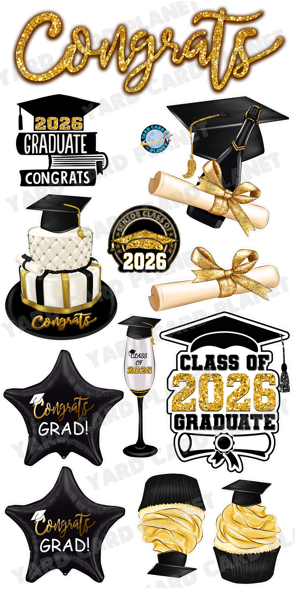 Sparkle Graduation Elements with Congrats EZ Quick Set, Signs and Yard Card Flair Set