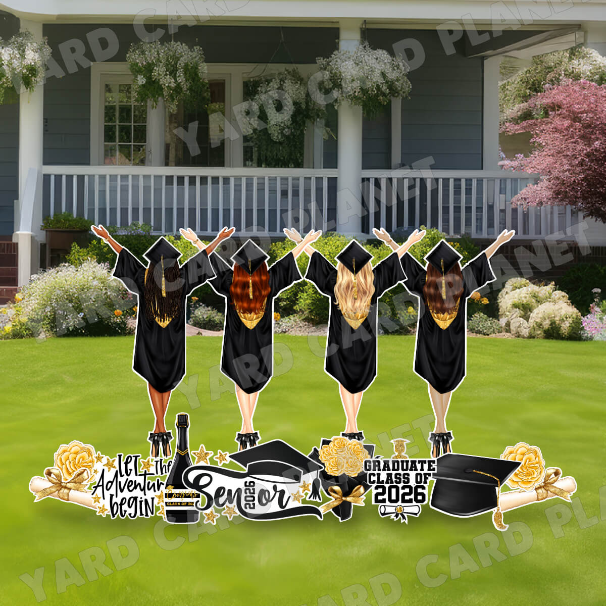 Elegant Graduation Girls, Grad Signs and Yard Card Flair Set
