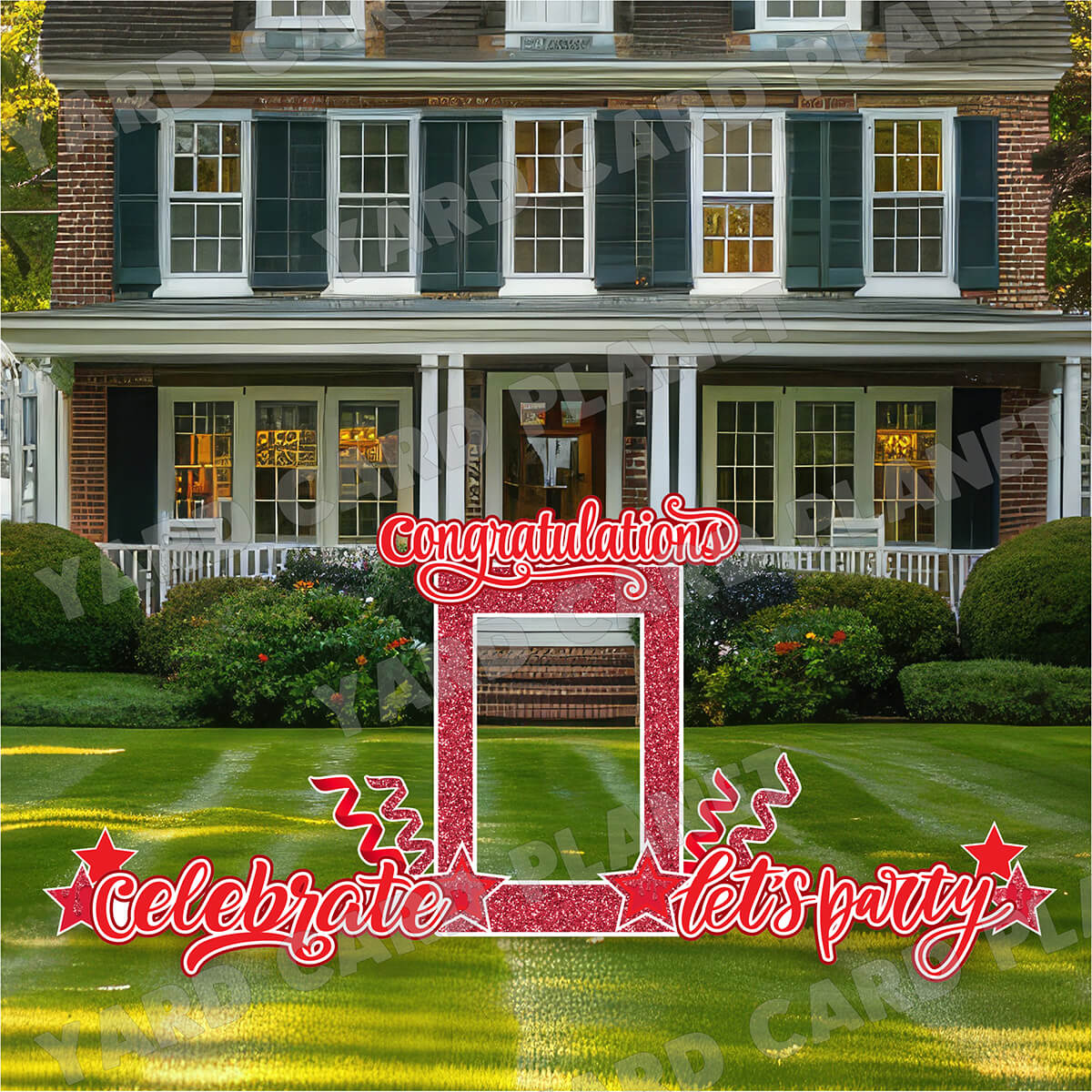 Red Glitter Multi Purpose EZ Frame with Interchangeable Greetings and Matching Yard Card Flair Set