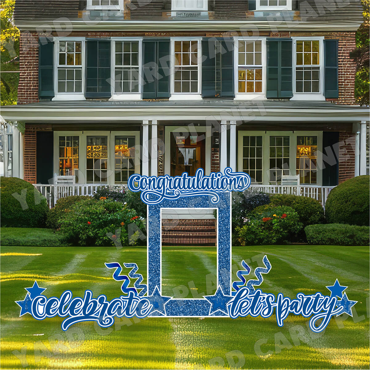 Blue Glitter Multi Purpose EZ Frame with Interchangeable Greetings and Matching Yard Card Flair Set