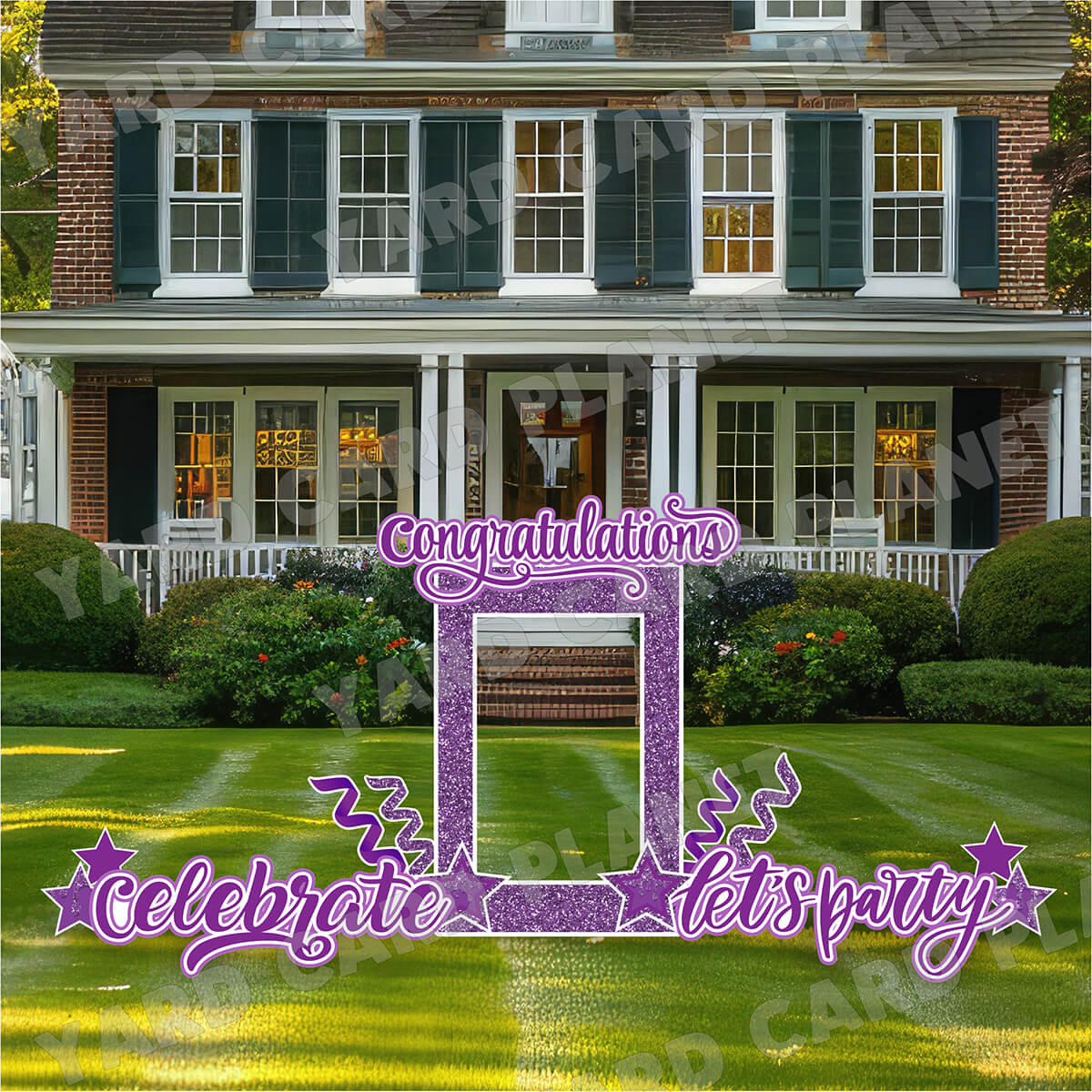 Purple Glitter Multi Purpose EZ Frame with Interchangeable Greetings and Matching Yard Card Flair Set