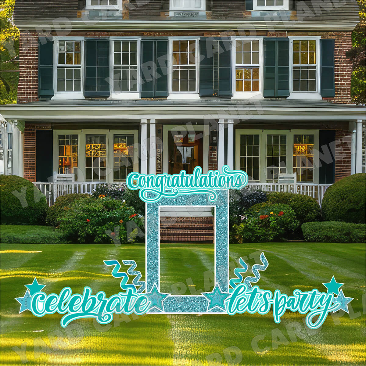 Teal Glitter Multi Purpose EZ Frame with Interchangeable Greetings and Matching Yard Card Flair Set