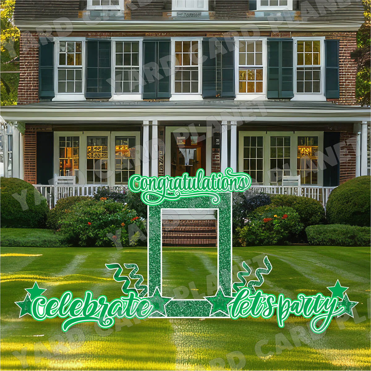 Green Glitter Multi Purpose EZ Frame with Interchangeable Greetings and Matching Yard Card Flair Set