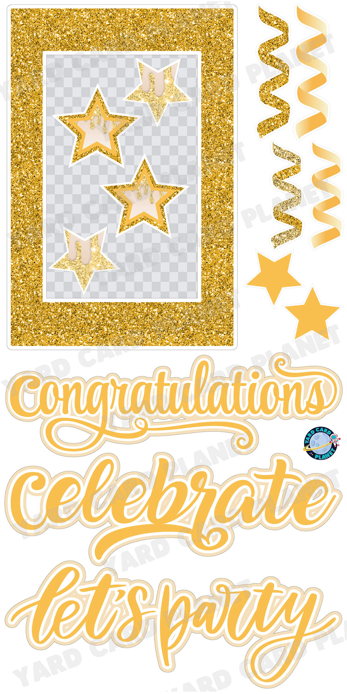 23.5 Inch Congratulations - Gold Glitter - 4 Piece EZ Set Yard Sign hot