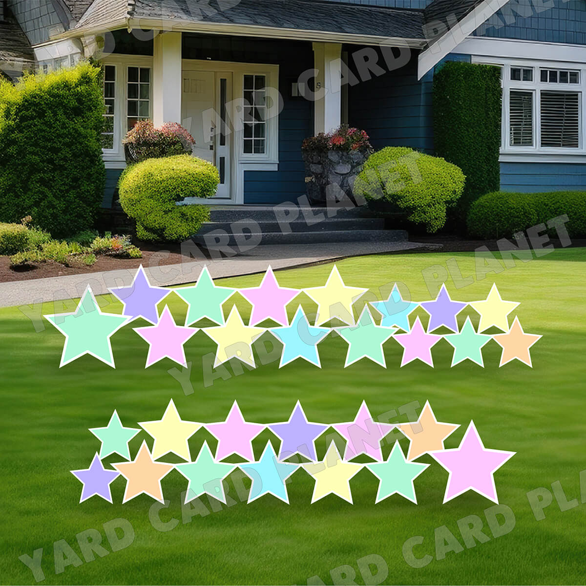 Pastel Colorful Solid Stars Yard Card Flair Set